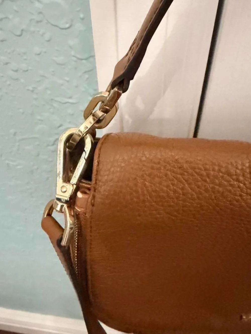 Michael Kors Brown Pebbled Leather Crossbody Bag with Gold Hardware